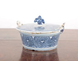A DUTCH DELFT BLUE AND WHITE BUTTER DISH