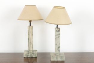 A PAIR OF MODERNIST GRANITE TABLE LAMPS