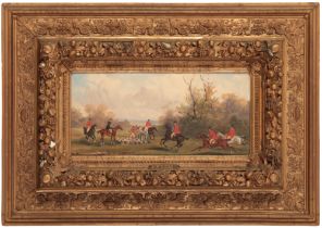 ROBERT STONE (1820-1870) The hunt and hounds outside a large country house