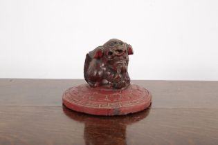 A CHINESE RED PAINTED WOODEN KYLIN