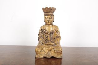 A CHINESE GILTWOOD ALTAR OR PRAYER FIGURE
