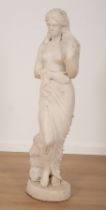 A WHITE MARBLE FIGURE OF A CLASSICAL MAIDEN