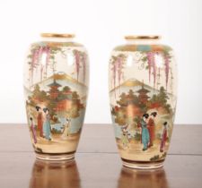 A PAIR OF JAPANESE SATSUMA PORCELAIN VASES