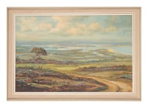 ANTHONY PAYTON (20TH CENTURY) 'Poole Harbour from above Sandbanks'