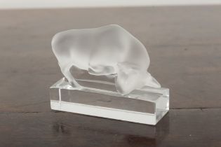 A LALIQUE FROSTED GLASS BULL 'TAUREAU'