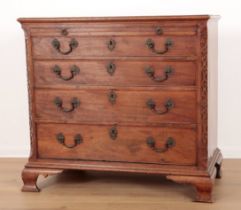 A GEORGE III MAHOGANY SMALL CHEST OF DRAWERS