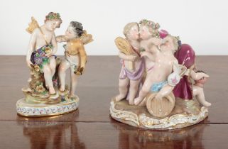 A MEISSEN PORCELAIN FIGURE OF A BACCHIC PUTTO AND COMPANIONS