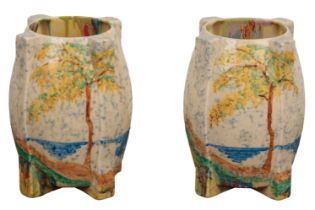 CLARICE CLIFF FOR NEWPORT POTTERY: A PAIR OF '460' SHAPE VASES