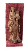 A POLYCHROME AND GILTWOOD CARVING OF THE VIRGIN AND CHILD