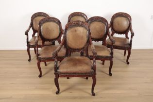 A SET OF SIX INDIAN ROSEWOOD DINING CHAIRS