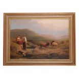 JOSEPH RHODES (1782-1855) A landscape with a couple herding sheep