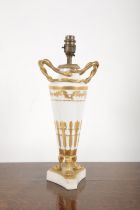 A CONTINENTAL PORCELAIN AND ORMOLU MOUNTED TABLE LAMP