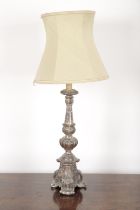 A BAROQUE STYLE SILVERED TABLE LAMP