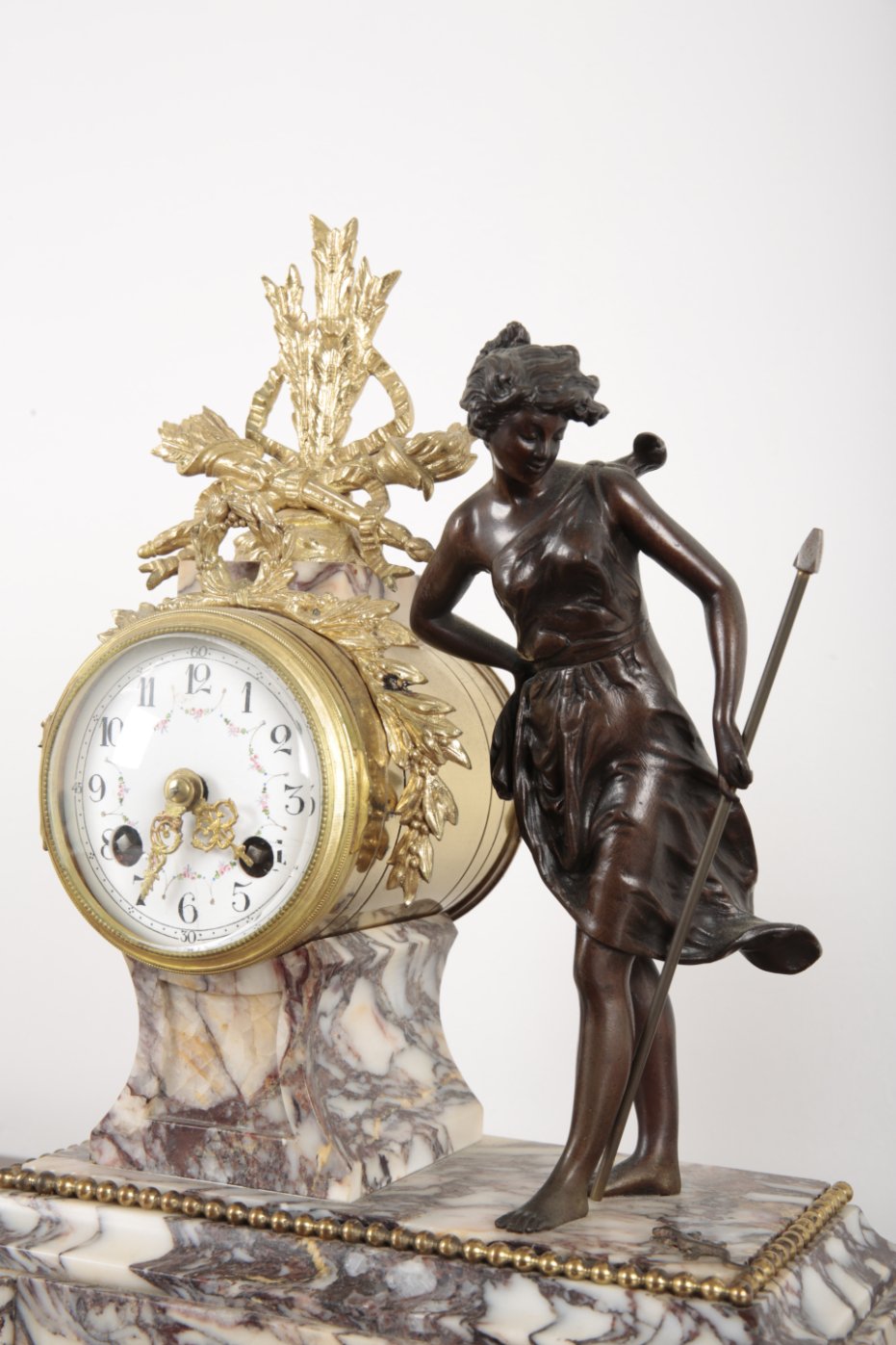 A 19TH CENTURY FRENCH ORMOLU MOUNTED CALACATTA VIOLA MARBLE CLOCK GARNITURE - Image 2 of 2