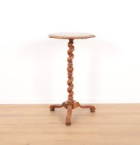 A WILLIAM AND MARY STYLE WALNUT AND PARQUETRY CANDLESTAND