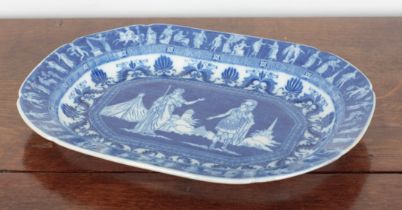 A MINTON BLUE AND WHITE ROMAN OR KIRK PATTERN SERVING PLATTER