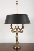 AN EMPIRE STLYE GILT METAL TABLE LAMP