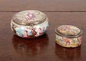 A VIENNESE ENAMELLED CIRCULAR LIDDED BOX