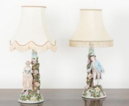 A PAIR OF THURINGIAN PORCELAIN TABLE LAMPS