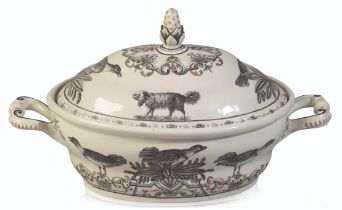 AN IMPORTANT VIENNA (DU PAQUIER) TWO-HANDLED OVAL TUREEN AND COVER