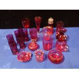 A COLLECTION OF VICTORIAN AND LATER CRANBERRY GLASSWARE