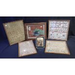 FOUR 19th CENTURY FRAMED SAMPLERS