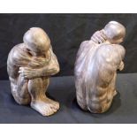 TWO CARVED FIGURES, CONTEMPORARY