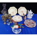 MINTON ESSEX BIRDS PLATES, A CZECH MODERNIST CAT AND OTHER CERAMICS