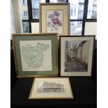 FOUR GLAZED PRINTS