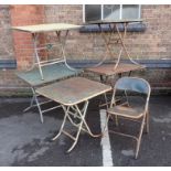 FIVE SIMILAR VINTAGE GARDEN TABLES