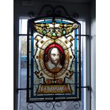 A STAINED GLASS PANEL, 'SHAKESPEARE'