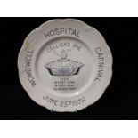 'WOMBWELL HOSPITAL CARNIVAL , COLLIER'S PIE', A COMMEMORATIVE PLATE