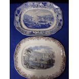 AN EARLY VICTORIAN BLUE AND WHITE BRISTOL HOT WELLS PATTERN MEATDISH