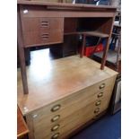 A PALE OAK FIVE-DRAWER PLAN CHEST