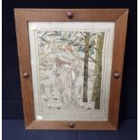 AN ARTS AND CRAFTS STYLE EMBROIDERY, SIGNED 'NIDA GLEW'
