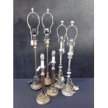 THREE PAIRS OF TABLE LAMPS, OF NEOCLASSICAL STYLE