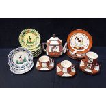 AN HB QUIMPER PART TEA SET, WITH OCTAGONAL TEAPOT