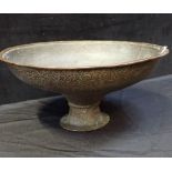 A PERSIAN STYLE METAL FOOTED BOWL