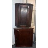 A 19TH CENTURY MAHOGANY CORNER CUPBOARD