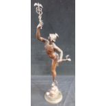 AN EARLY 20TH CENTURY BROWN PATINATED BRONZE OF MERCURY