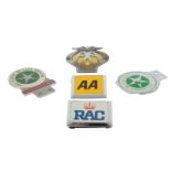 A COLLECTION OF MOTORING BADGES, AA, RAC