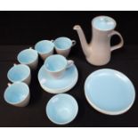 A POOLE POTTERY TWINTONE GREY/BLUE PART TEA SERVICE