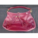 A MULBERRY MAROON LEATHER HANDBAG