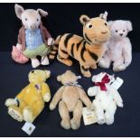 A COLLECTION OF STEIFF ANIMALS, INCLUDING 'TIGGER'