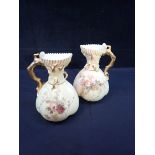 A PAIR OF ROYAL WORCESTER BLUSH IVORY JUGS