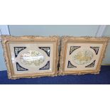 TWO WHITE AND YELLOW METAL FRAMED AND GLAZED ENGRAVINGS