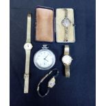 TWO 9CT GOLD LADIES' WATCHES, AND OTHER WATCHES