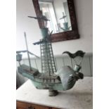 A COPPER SAILING SHIP WEATHER VANE