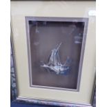 FRAMED SILVER MODEL OF A SAILING SHIP