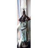 A LARGE PAINTED PLASTER FIGURAL STANDARD LAMP